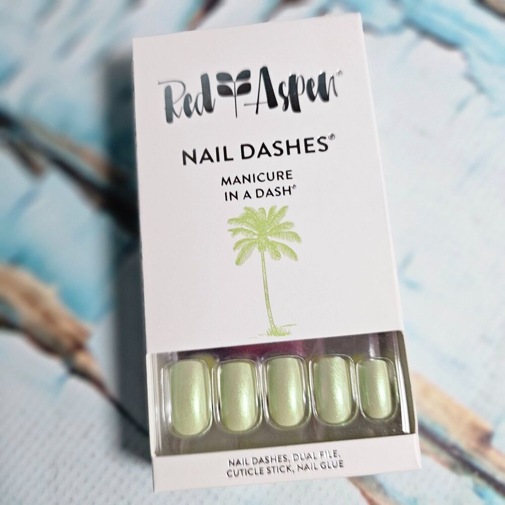 Red Aspen East Coast Summer Edina Medium Square Nail Dashes Green New